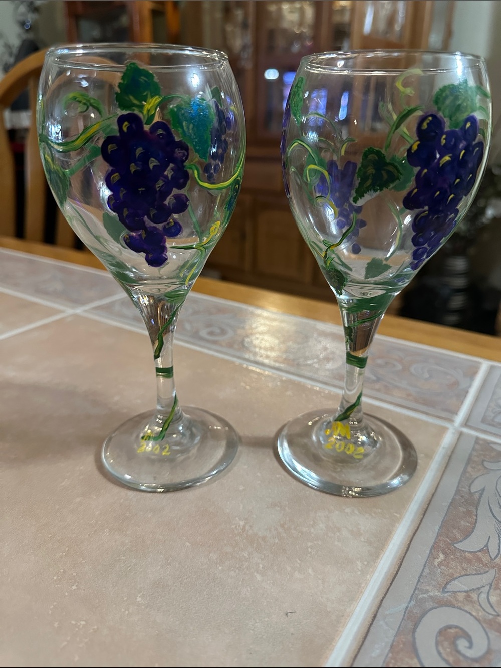 Hand-Painted Purple Grape Wine Glasses